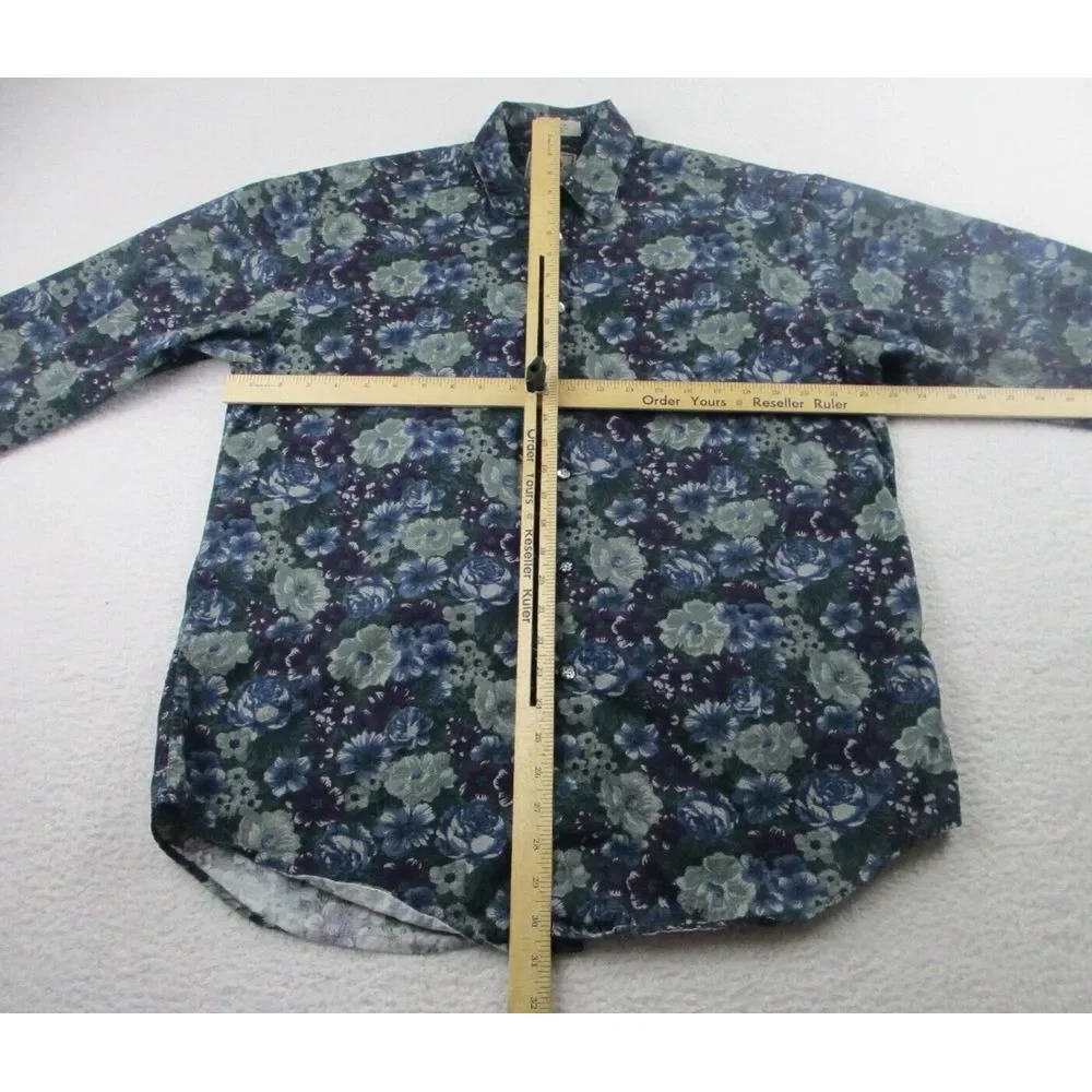 Why This? Shirt Mens Size Medium Floral Colourful Button Up Cotton Long Sleeve M